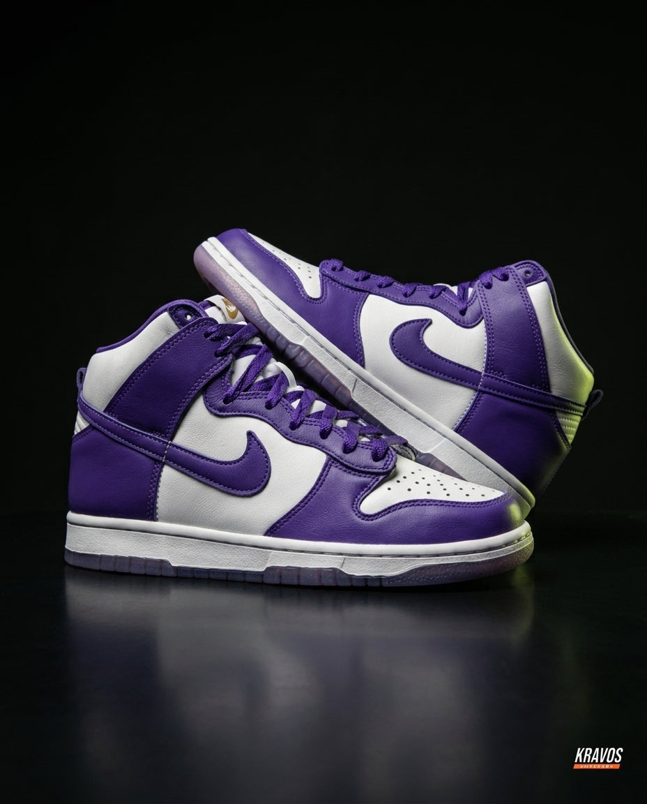NK Suede Panelled High-Top Trainer White Purple