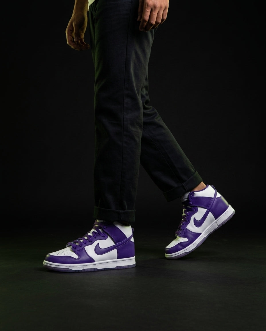 NK Suede Panelled High-Top Trainer White Purple