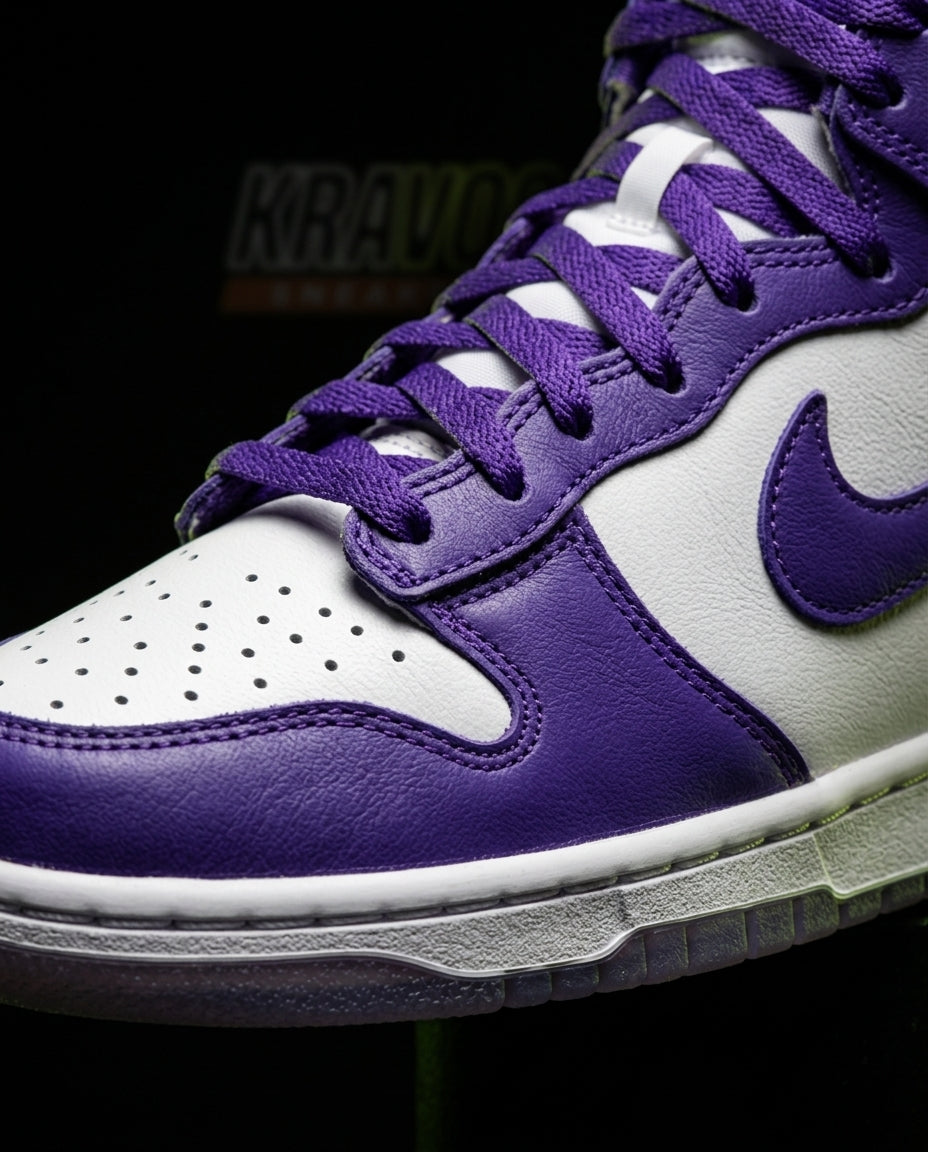 NK Suede Panelled High-Top Trainer White Purple