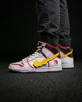 NK Suede Panelled High-Top Trainer White Red Yellow