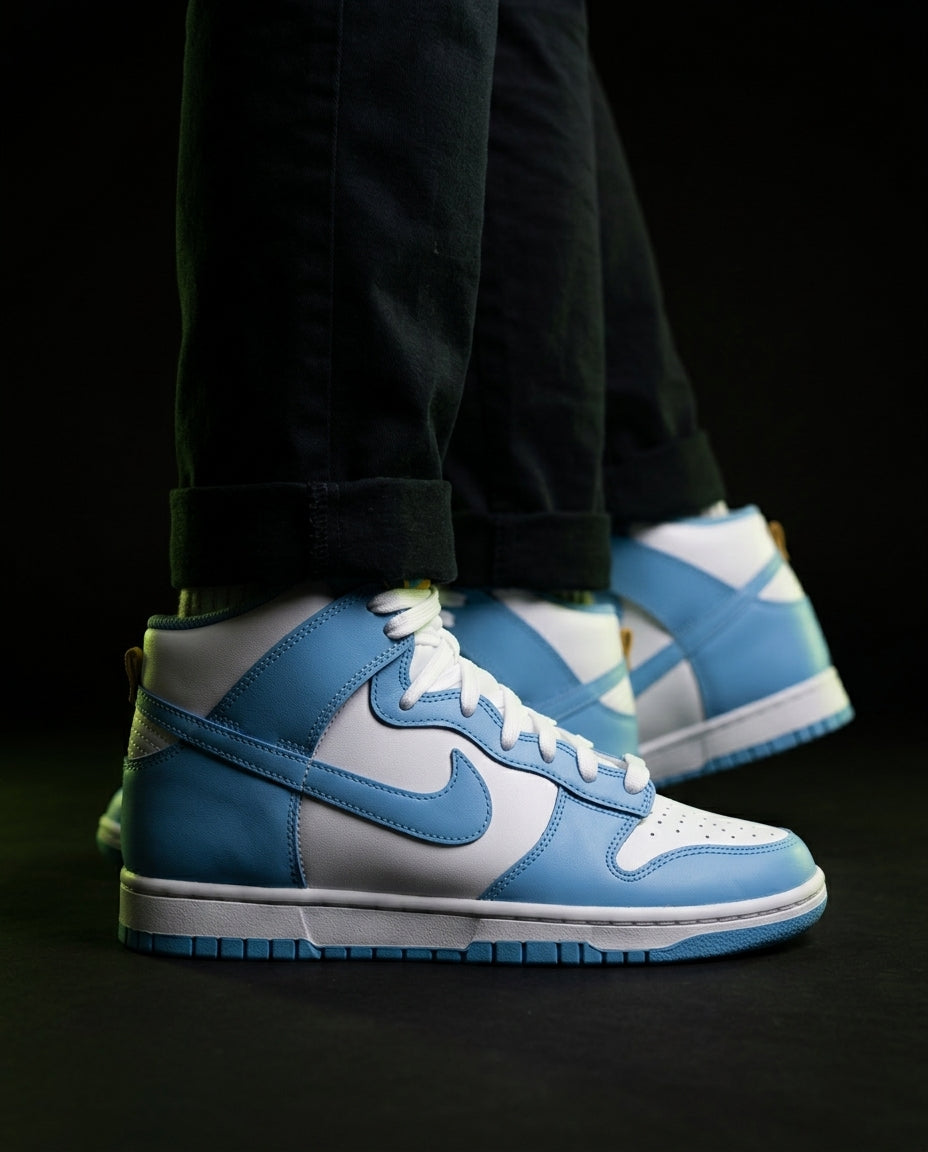 NK Suede Panelled High-Top Trainer White University Blue