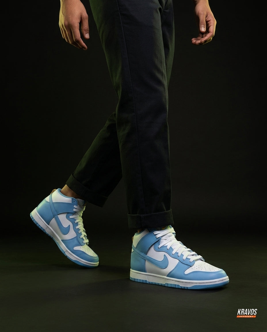 NK Suede Panelled High-Top Trainer White University Blue