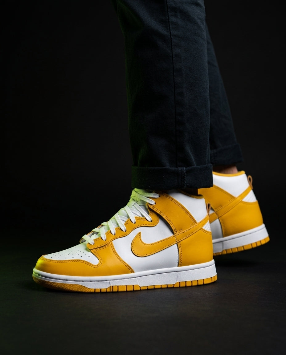 NK Suede Panelled High-Top Trainer White Yellow