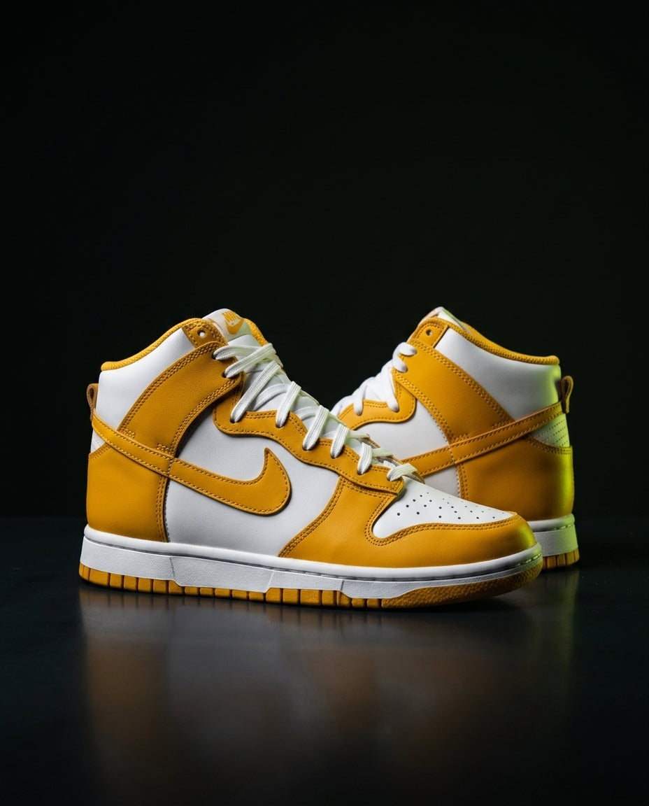 NK Suede Panelled High-Top Trainer White Yellow
