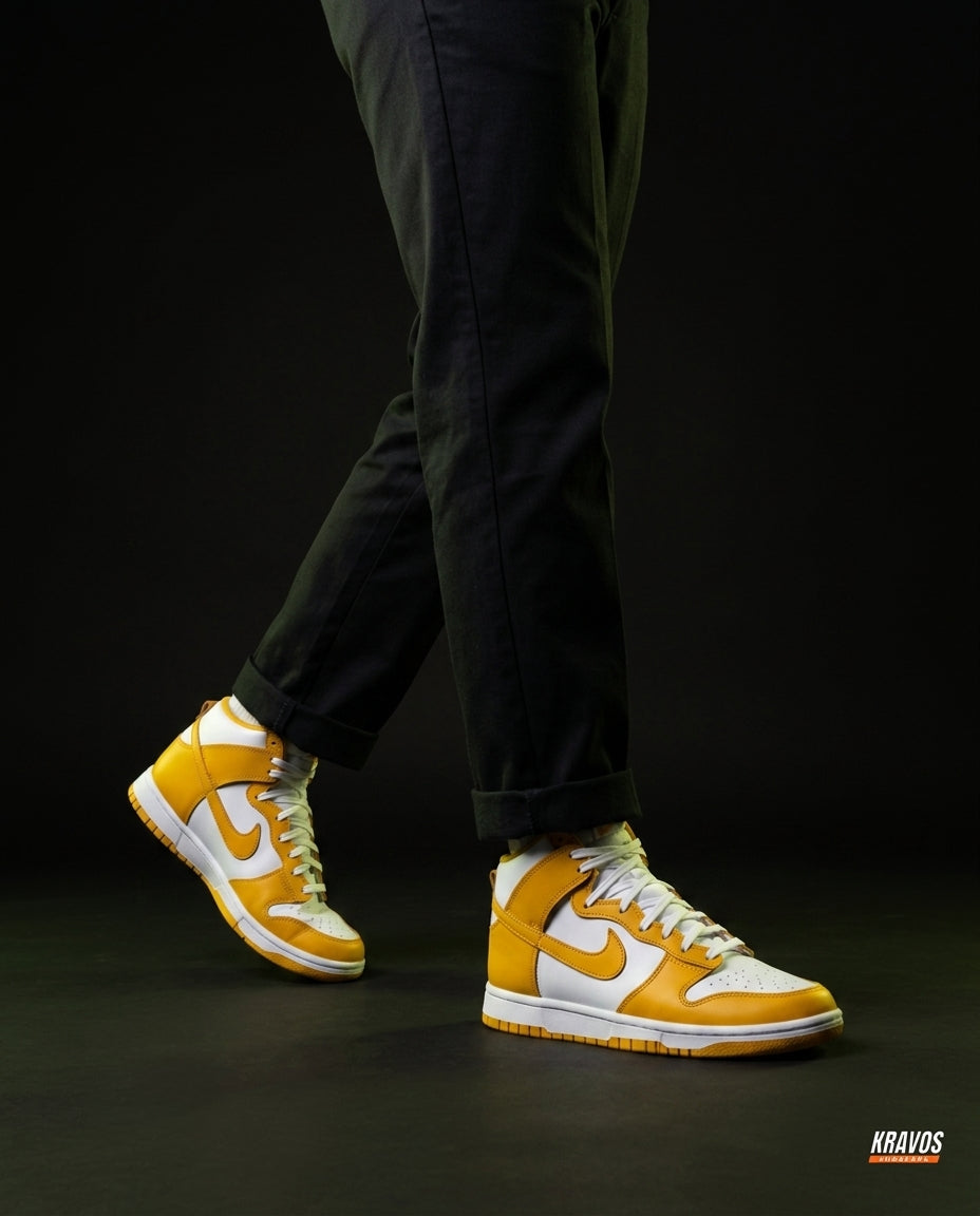 NK Suede Panelled High-Top Trainer White Yellow