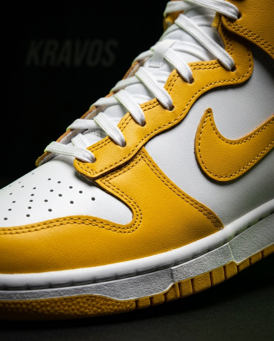 NK Suede Panelled High-Top Trainer White Yellow