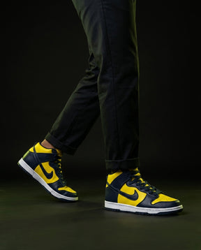 NK Suede Panelled High-Top Trainer Yellow Navy