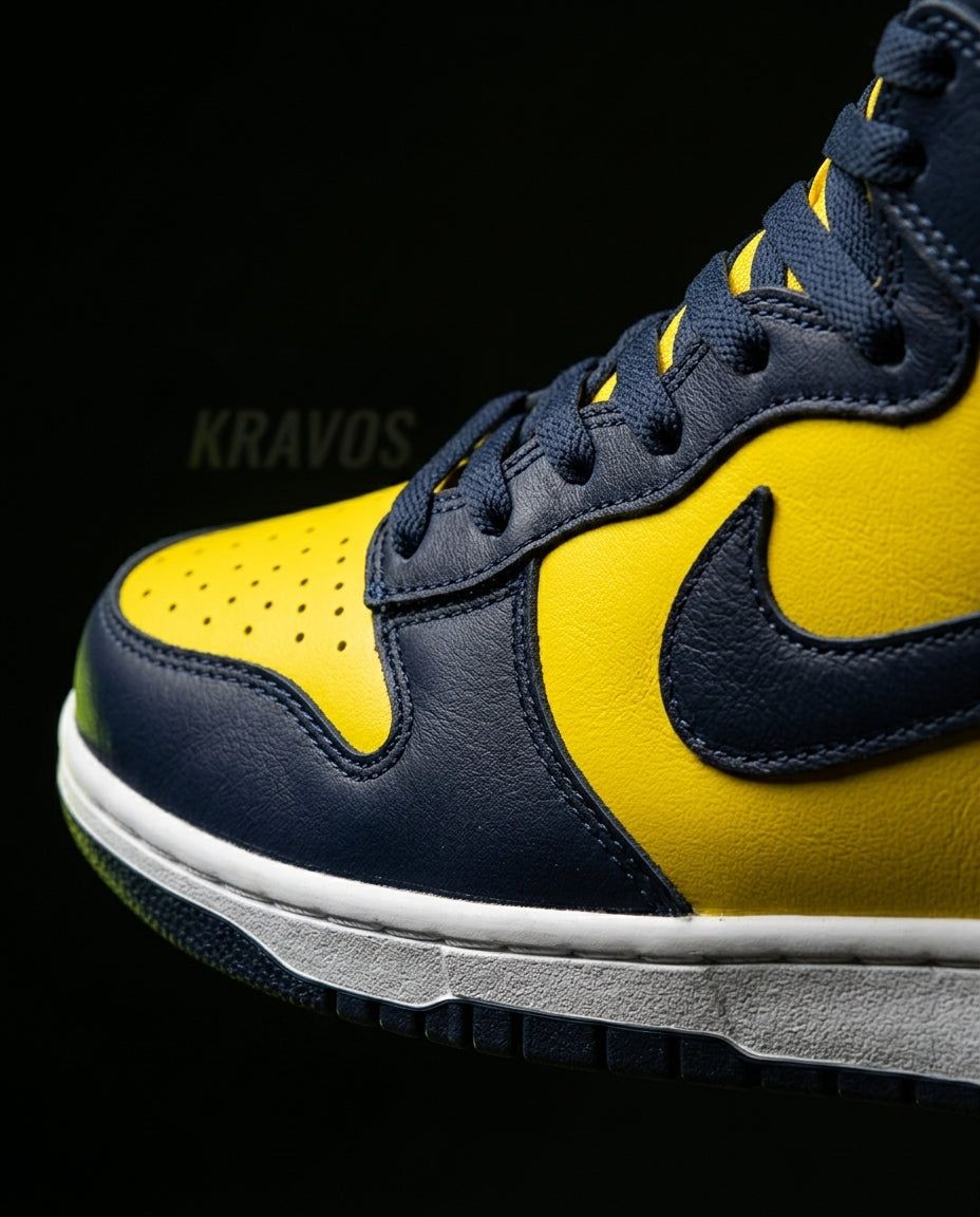 NK Suede Panelled High-Top Trainer Yellow Navy