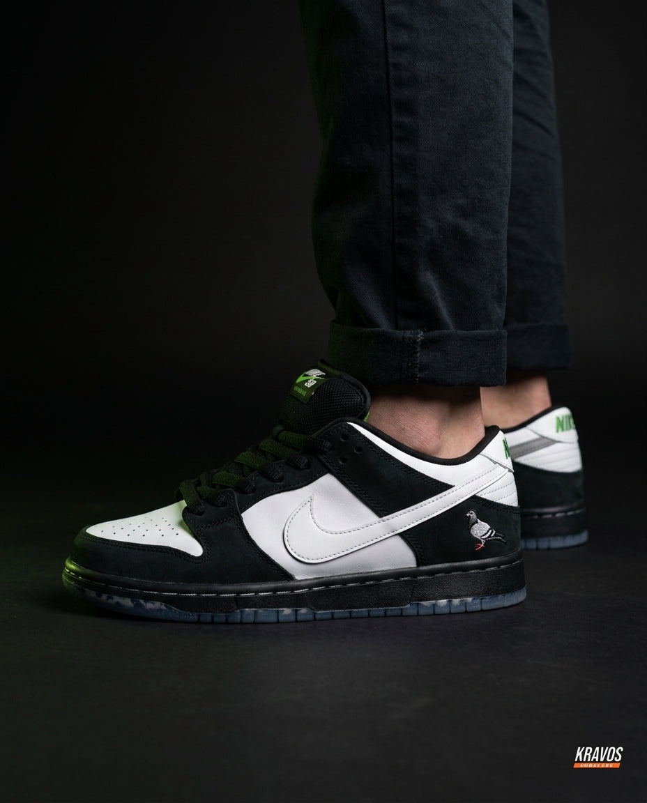 NK Suede Pigeon-Patch Skate Trainer Black White