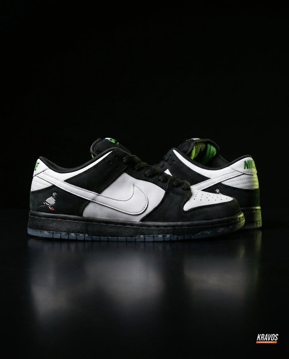 NK Suede Pigeon-Patch Skate Trainer Black White