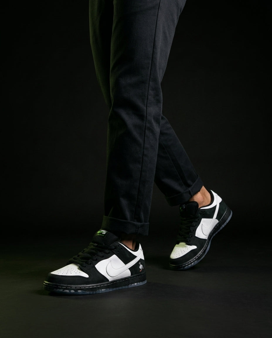 NK Suede Pigeon-Patch Skate Trainer Black White