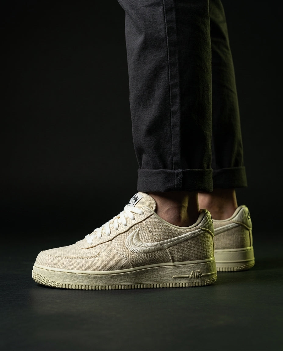 NK Woven Canvas Frayed-Swoosh Trainer