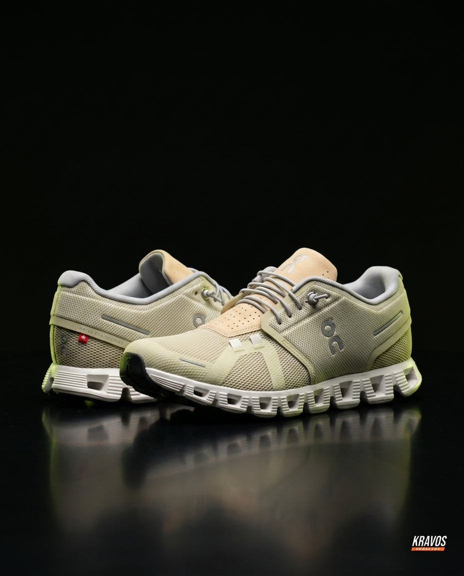 ON 5 Mesh CloudTec Running Trainer Sand Cream