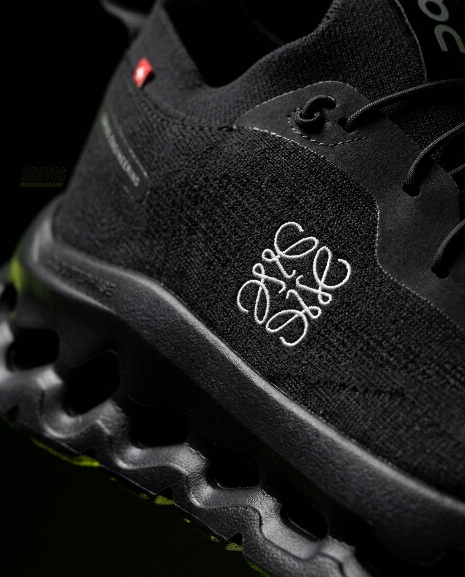 ON Knit Wave-Sole Running Trainer Triple Black