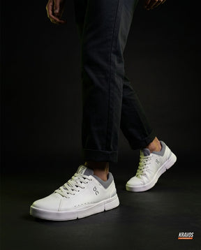 ON Leather Panelled Court Trainer White Grey