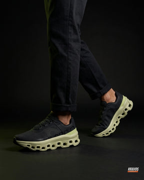 ON Mesh Cutout Sole Running Trainer Black Green
