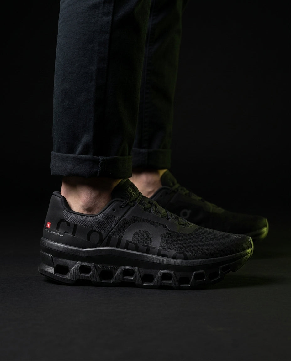ON Mesh Cutout Sole Running Trainer Triple Black