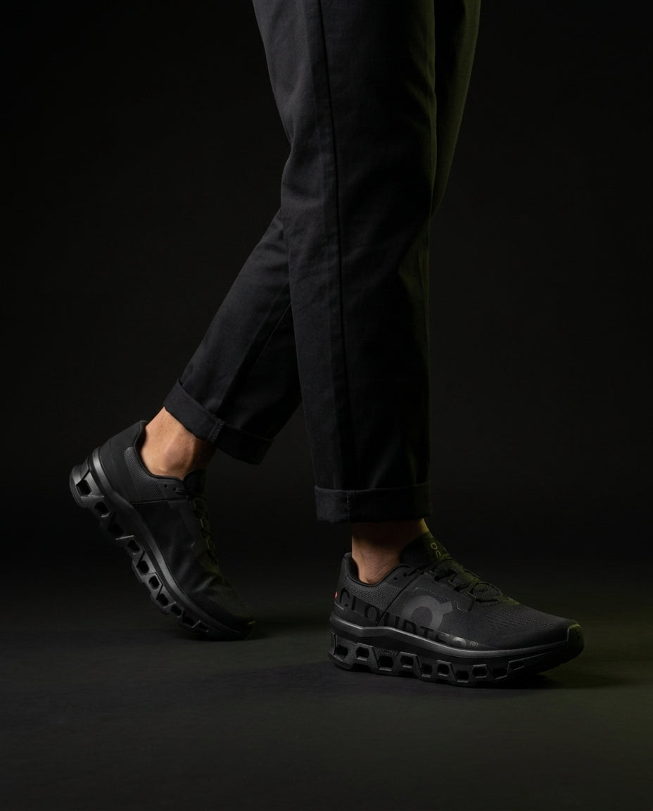 ON Mesh Cutout Sole Running Trainer Triple Black
