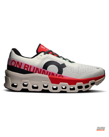ON Mesh Honeycomb-Sole Cushioned Runner White Red Black #whiteredblack