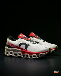ON Mesh Honeycomb-Sole Cushioned Runner White Red Black