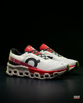 ON Mesh Honeycomb-Sole Cushioned Runner White Red Black