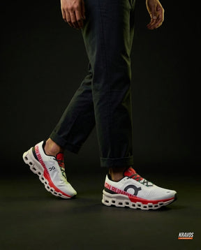 ON Mesh Honeycomb-Sole Cushioned Runner White Red Black
