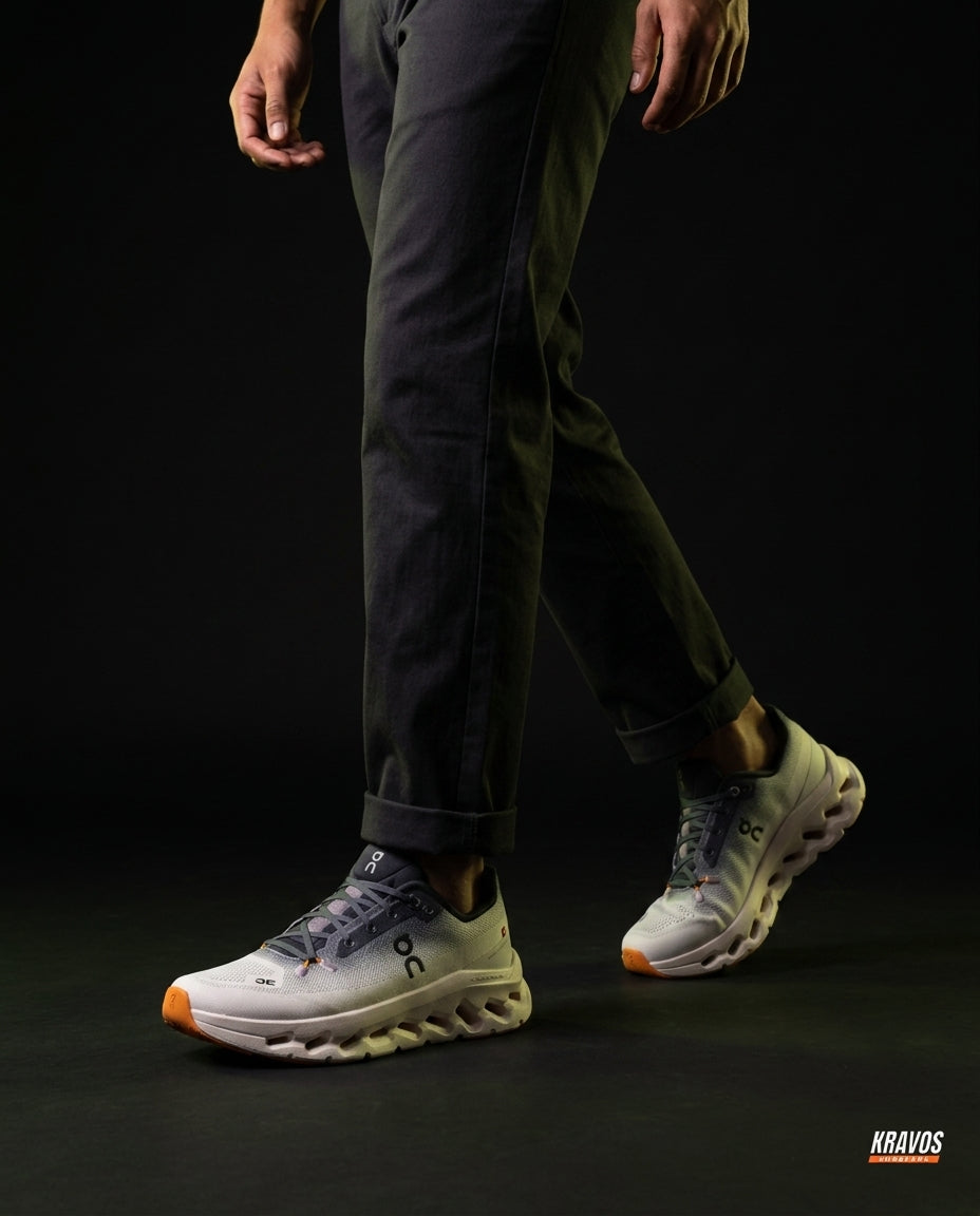 ON Mesh Perforated Cushioned Running Trainer Grey White Orange