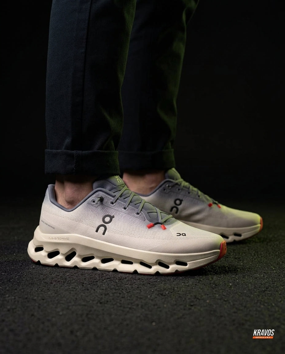 ON Mesh Perforated Sole Running Trainer Grey Cream