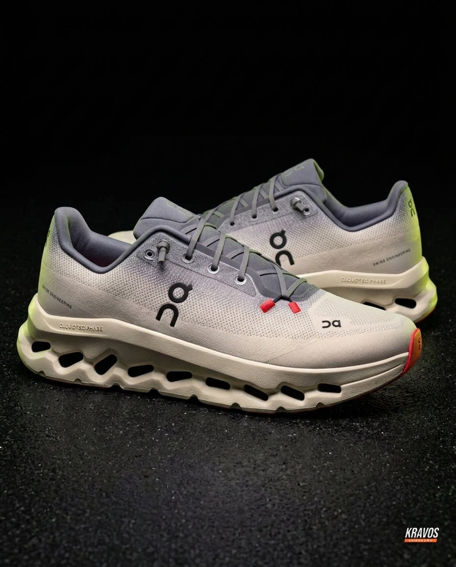 ON Mesh Perforated Sole Running Trainer Grey Cream