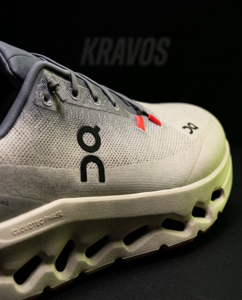 ON Mesh Perforated Sole Running Trainer Grey Cream