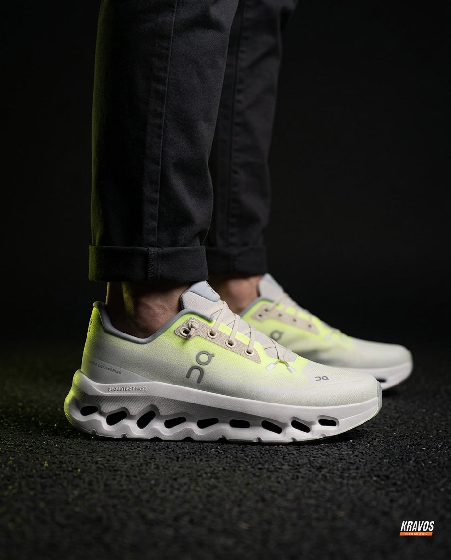 ON Mesh Perforated Sole Running Trainer White Yellow
