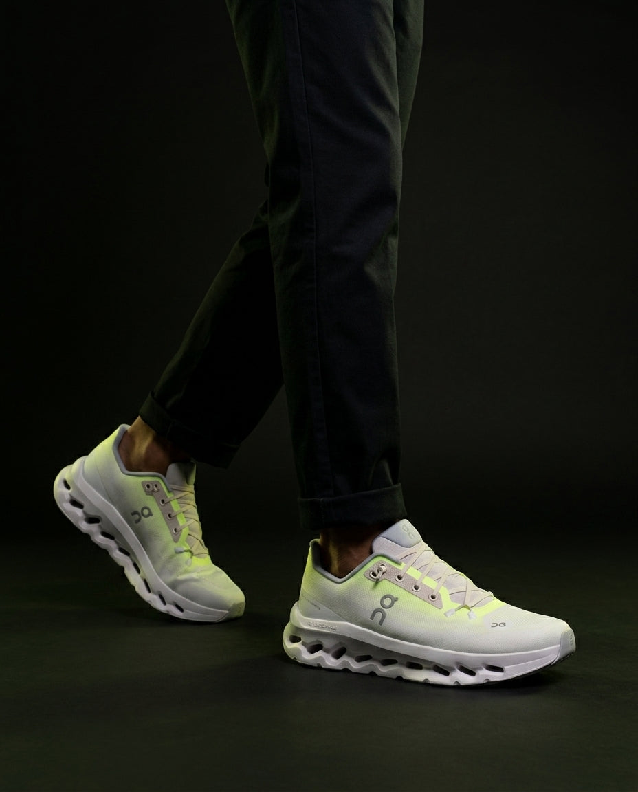 ON Mesh Perforated Sole Running Trainer White Yellow
