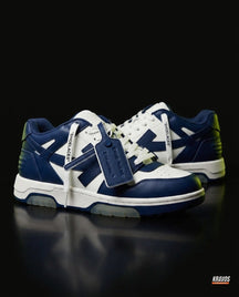 OW Leather Panelled Arrow Trainer Navy White