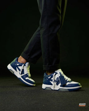 OW Leather Panelled Arrow Trainer Navy White