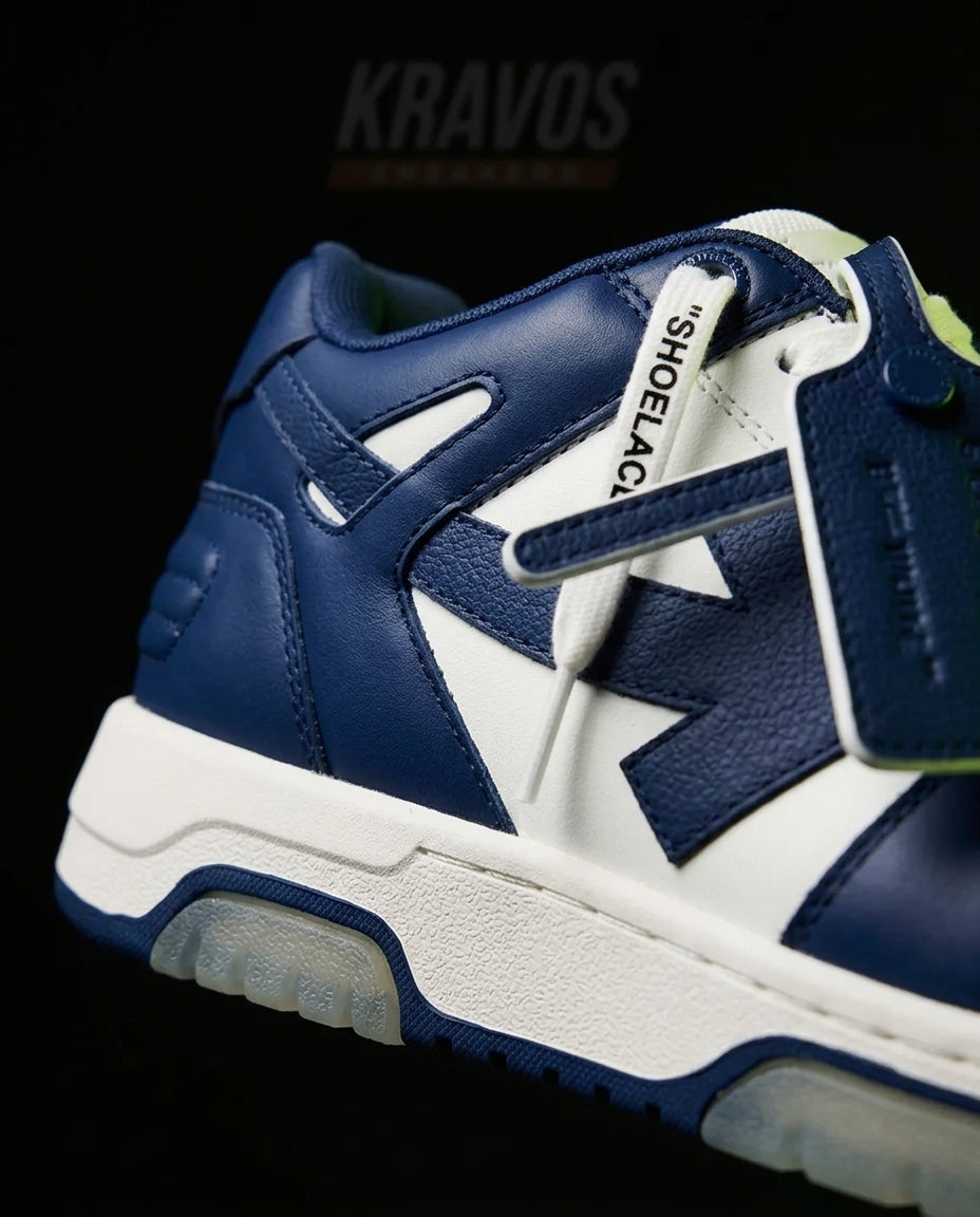OW Leather Panelled Arrow Trainer Navy White