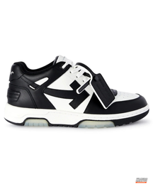 OW Leather Panelled Arrow Trainer White Black #whiteblack