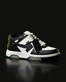 OW Leather Panelled Arrow Trainer White Black