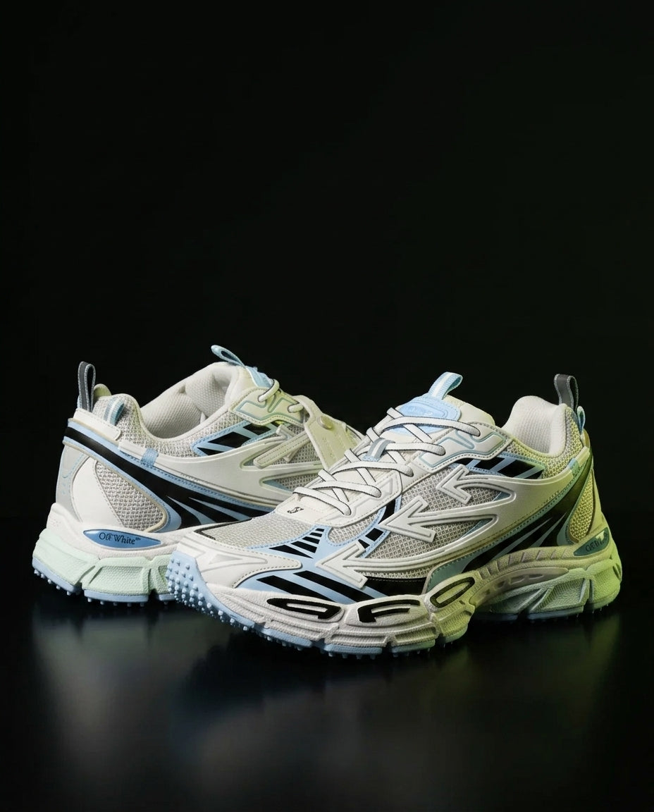 OW Mesh Layered Trail Runner White Blue Black
