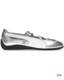 PM Leather Curved-Panel Racing Trainer Silver White Black #silverwhiteblack