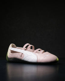 PM Leather Quilted Elastic-Strap Ballet Flat Pink White Black