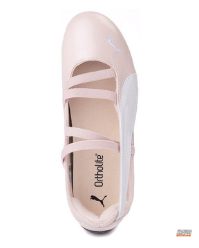 PM Leather Quilted Elastic-Strap Ballet Flat
