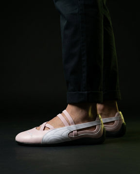 PM Leather Quilted Elastic-Strap Ballet Flat