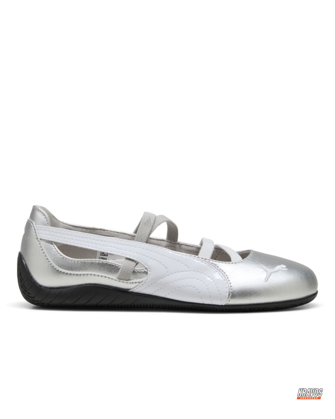 PM Leather Quilted Elastic-Strap Ballet Flat
