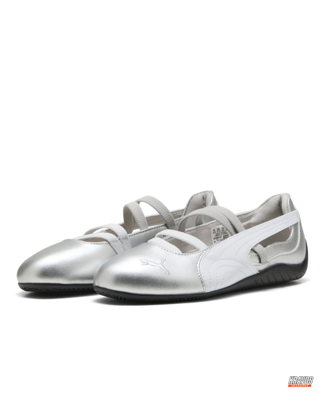 PM Leather Quilted Elastic-Strap Ballet Flat