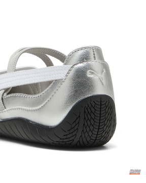 PM Leather Quilted Elastic-Strap Ballet Flat