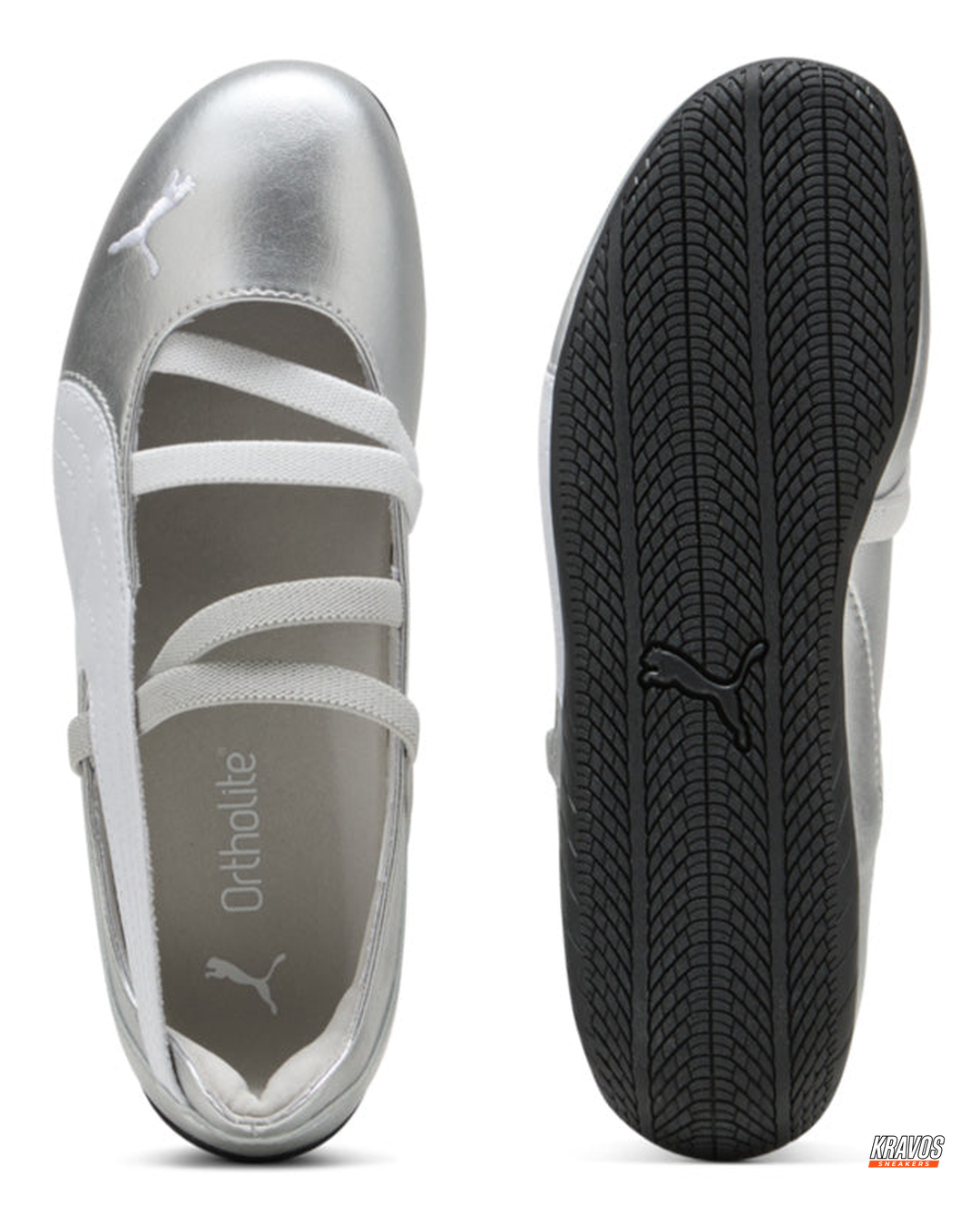 PM Leather Quilted Elastic-Strap Ballet Flat