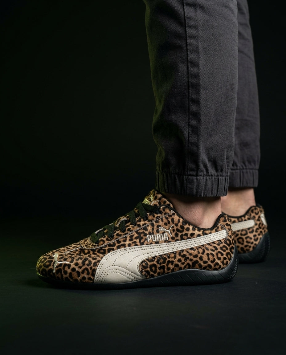 PM Leopard Pony-Hair Racing Trainer