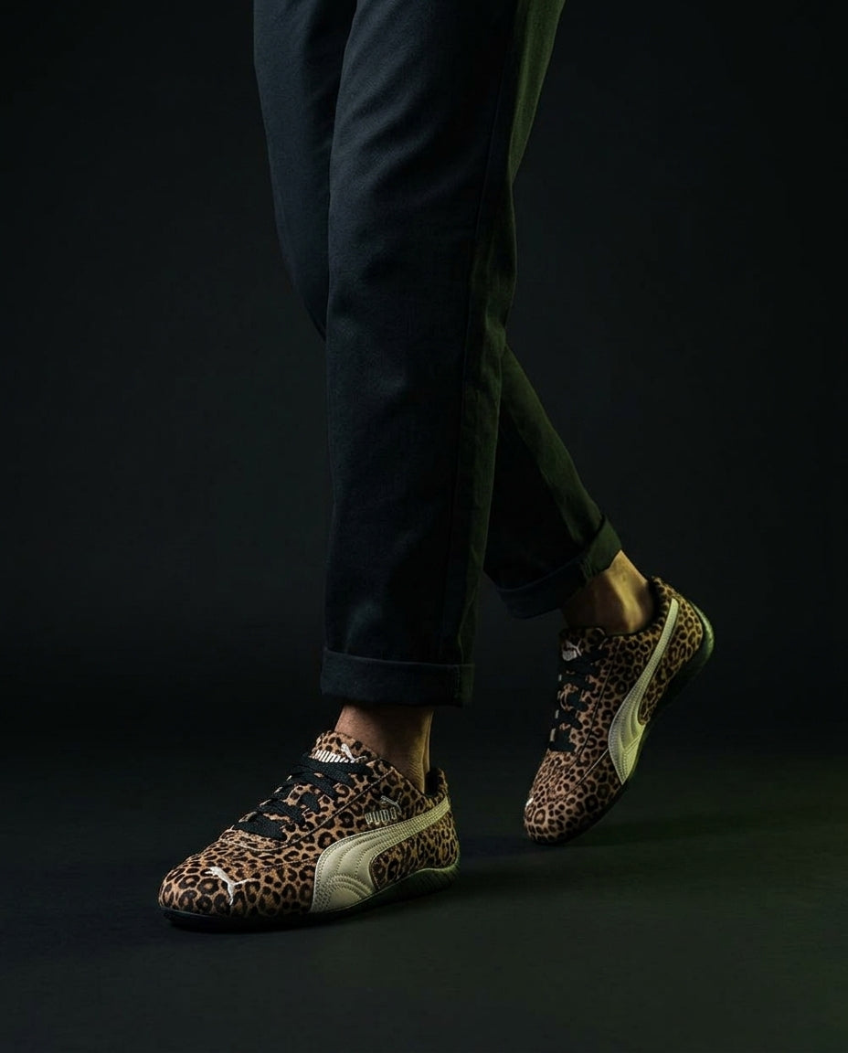 PM Leopard Pony-Hair Racing Trainer