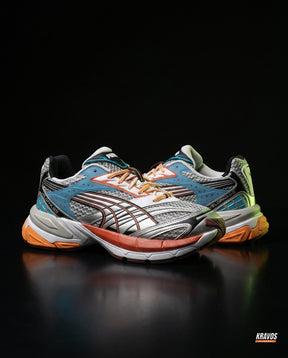PM Mesh Crossover-Panel Chunky Runner Grey Blue Orange
