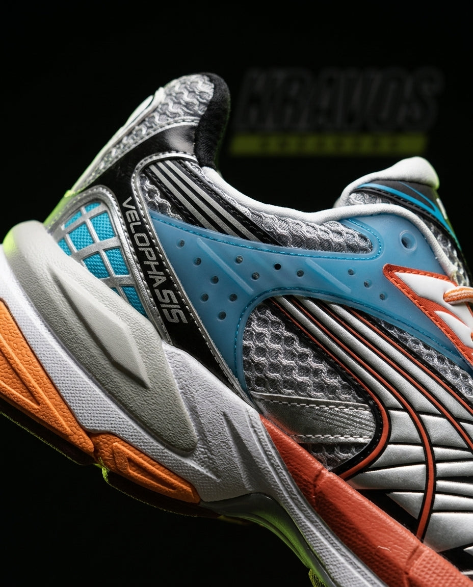 PM Mesh Crossover-Panel Chunky Runner Grey Blue Orange